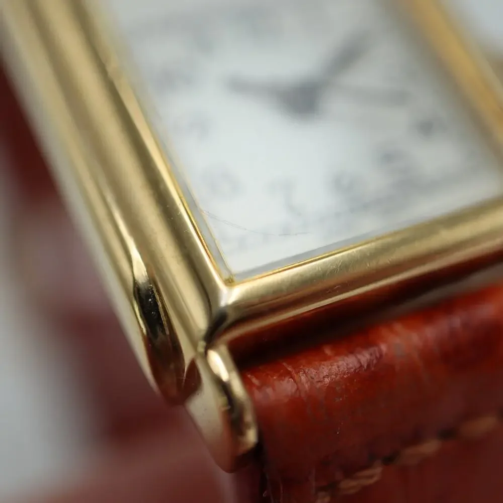Vintage Orvis Dual Time Gold Tone 22mm Watch Brown Braid Leather w New Battery